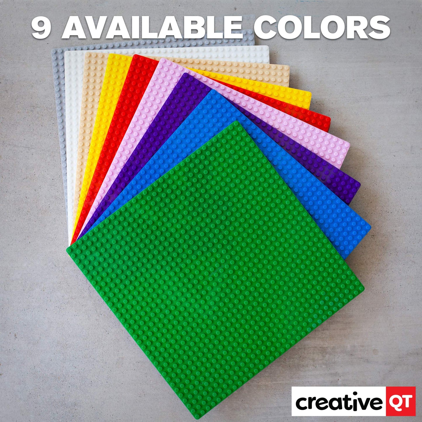 Creative QT Peel-and-Stick Stackable Baseplates – 4-Pack 10 x 10 in Blue | LEGO-Compatible Building Plates