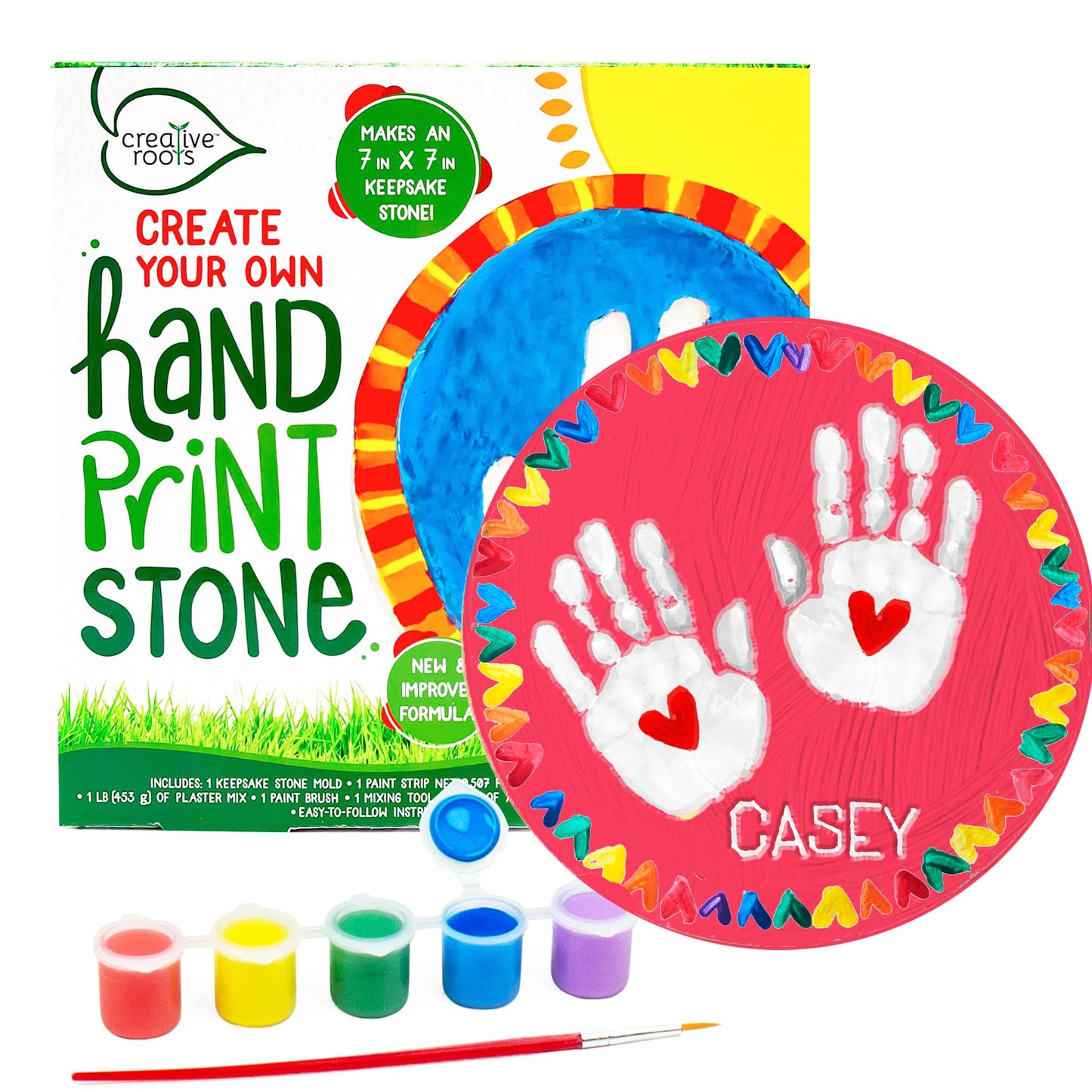 Creative Roots Handprint Stone Kit — Create Your Own 7x7 Inch Keepsake