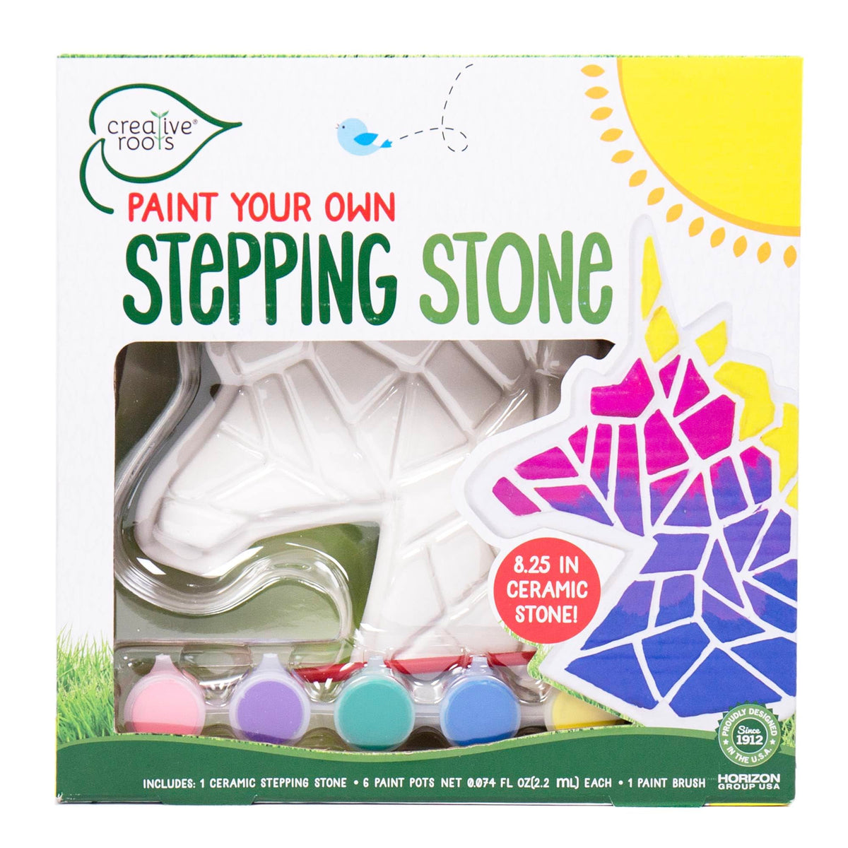 Creative Roots Mosaic Unicorn Stepping Stone Kit – 7-In Ceramic Stone & 6 Paints