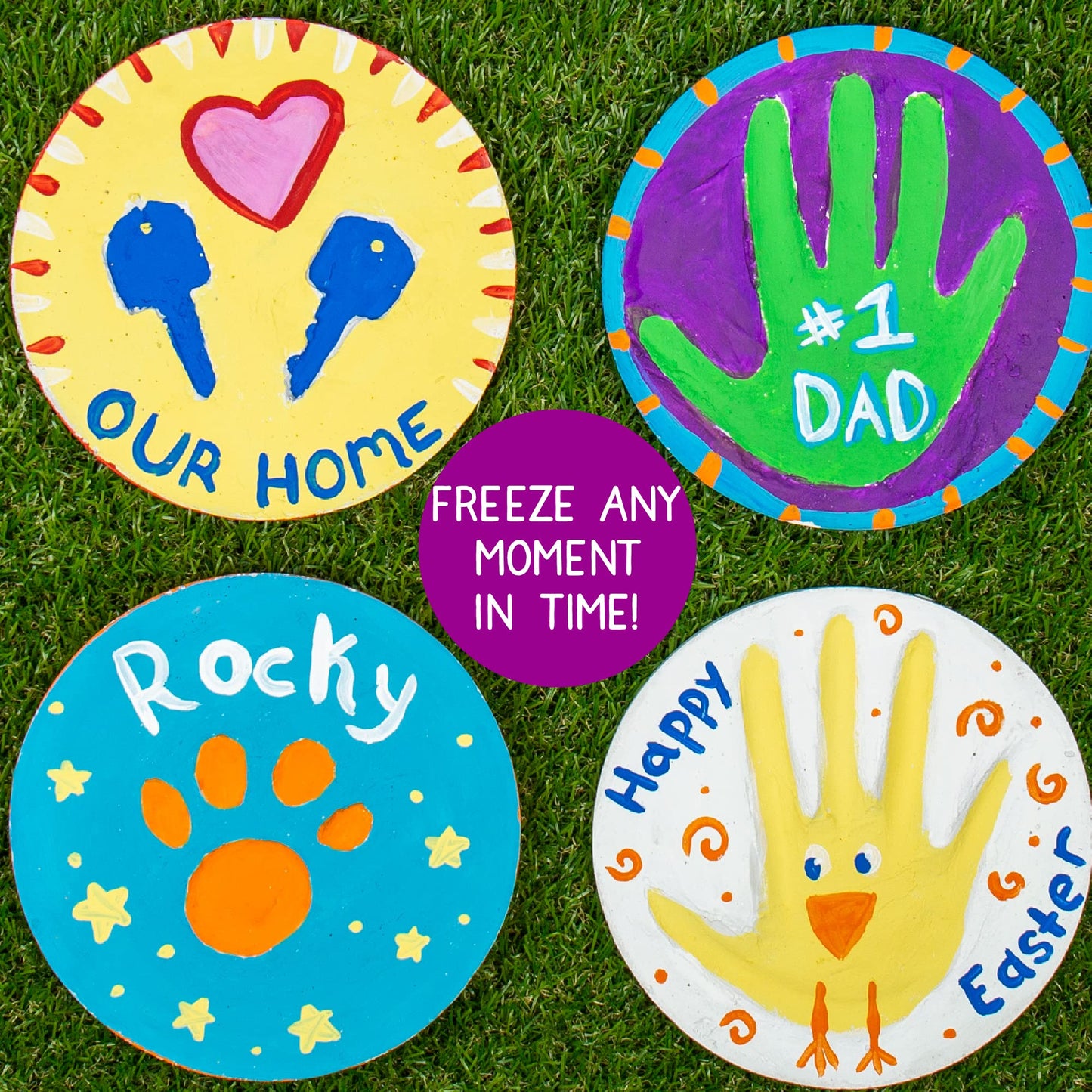 Creative Roots Handprint Stone Kit — Create Your Own 7x7 Inch Keepsake
