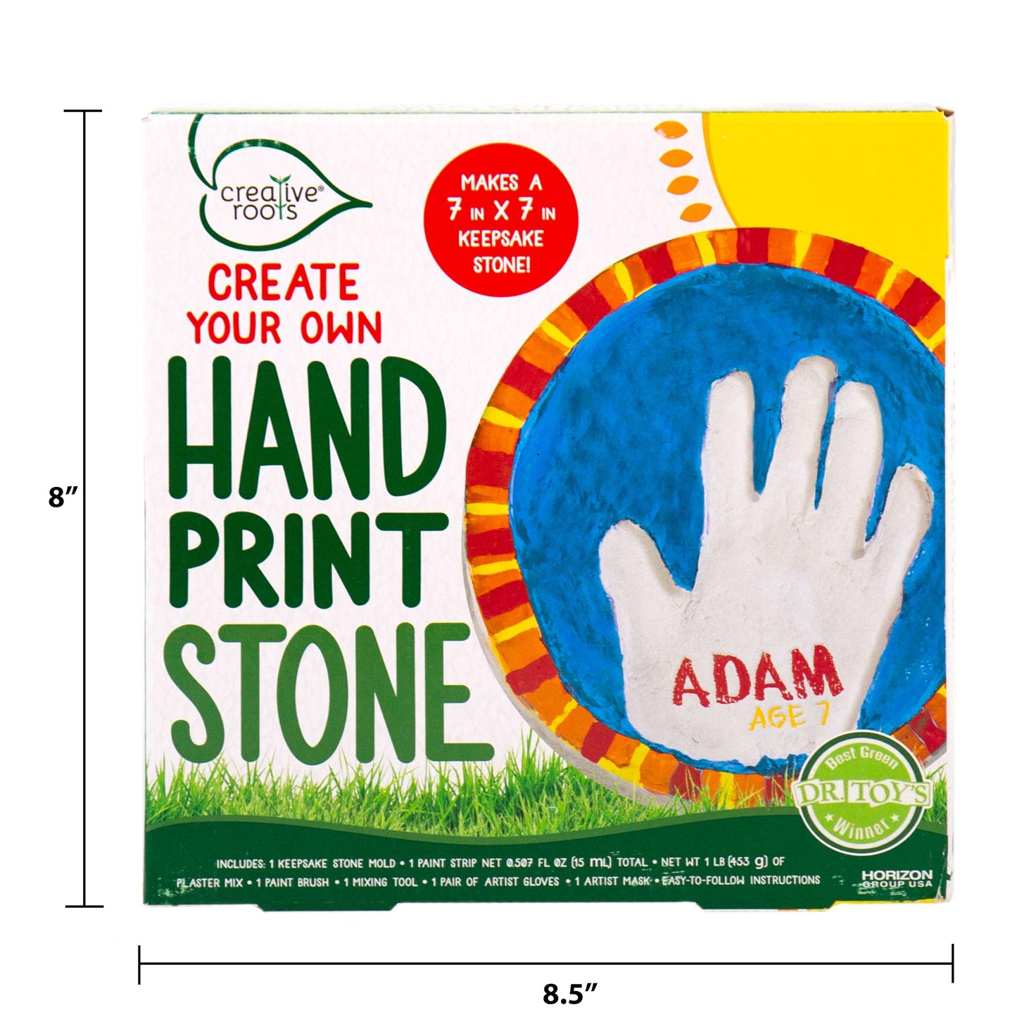 Creative Roots Handprint Stone Kit — Create Your Own 7x7 Inch Keepsake