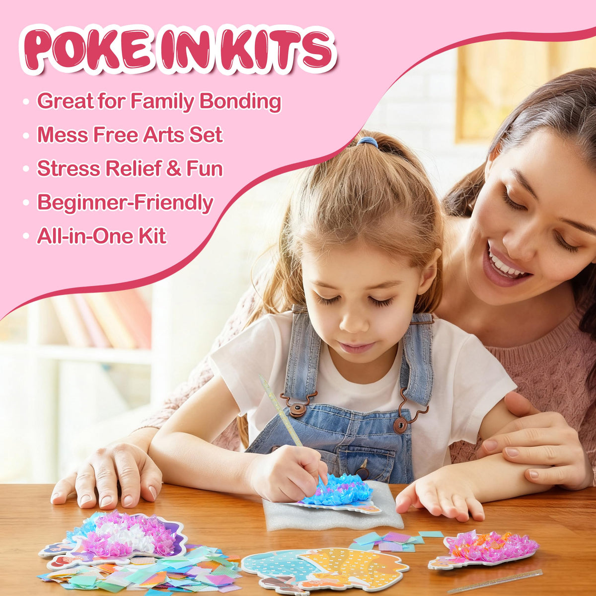 Creative Kimi 9-Pcs Poke Art Kit – Mess-Free Princess Craft for Girls 4-12