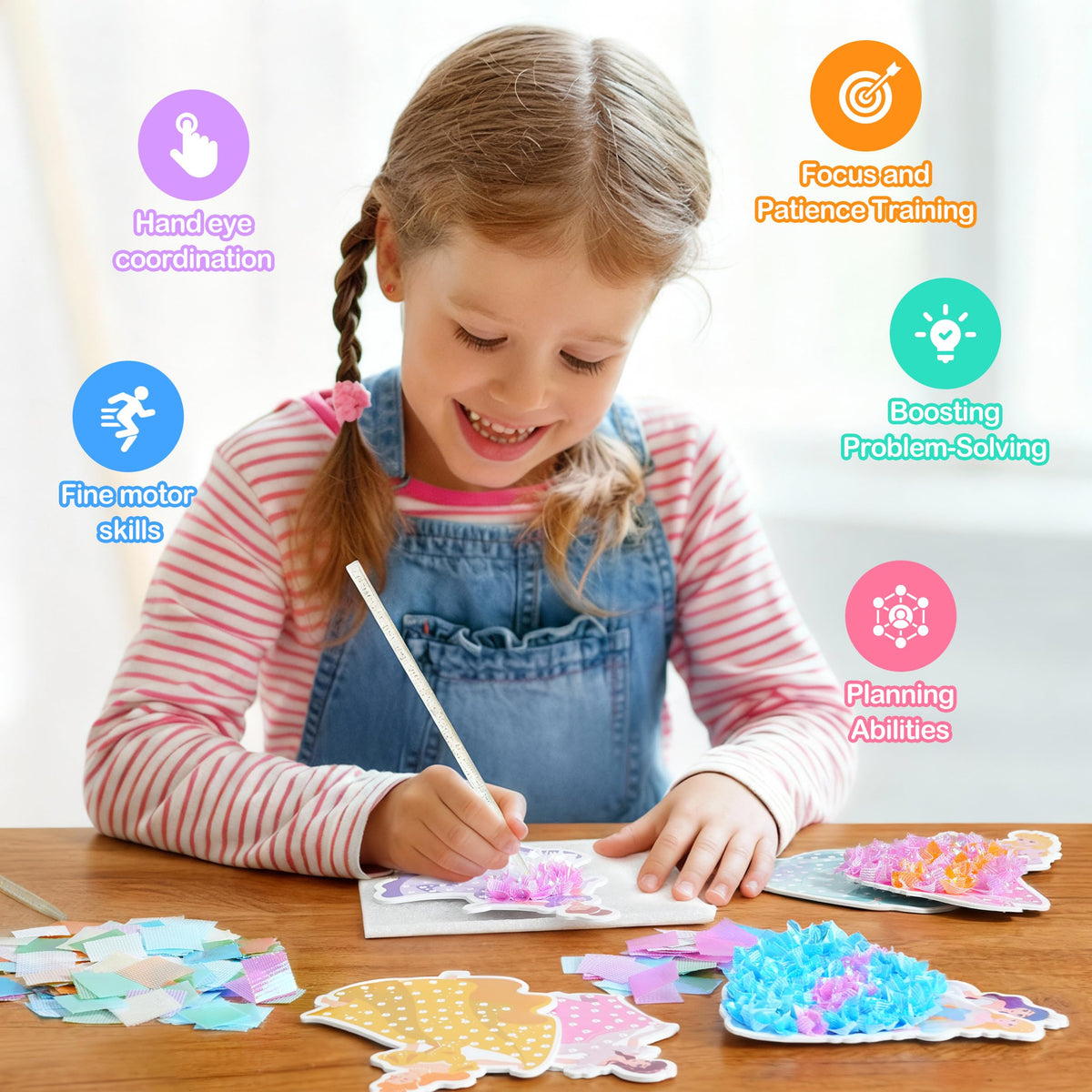 Creative Kimi 9-Pcs Poke Art Kit – Mess-Free Princess Craft for Girls 4-12
