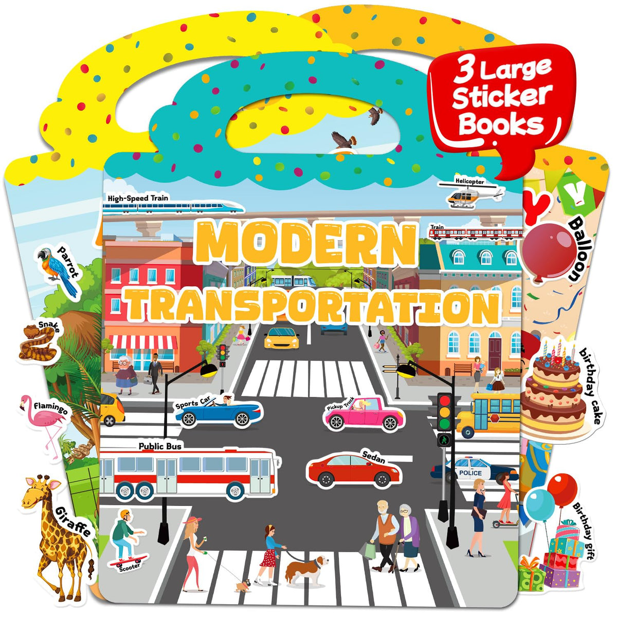 CREATIVETREES: 3 Sets Reusable Jelly Sticker Books for Toddlers (Ages 3–6) | Travel-Friendly Activity Books