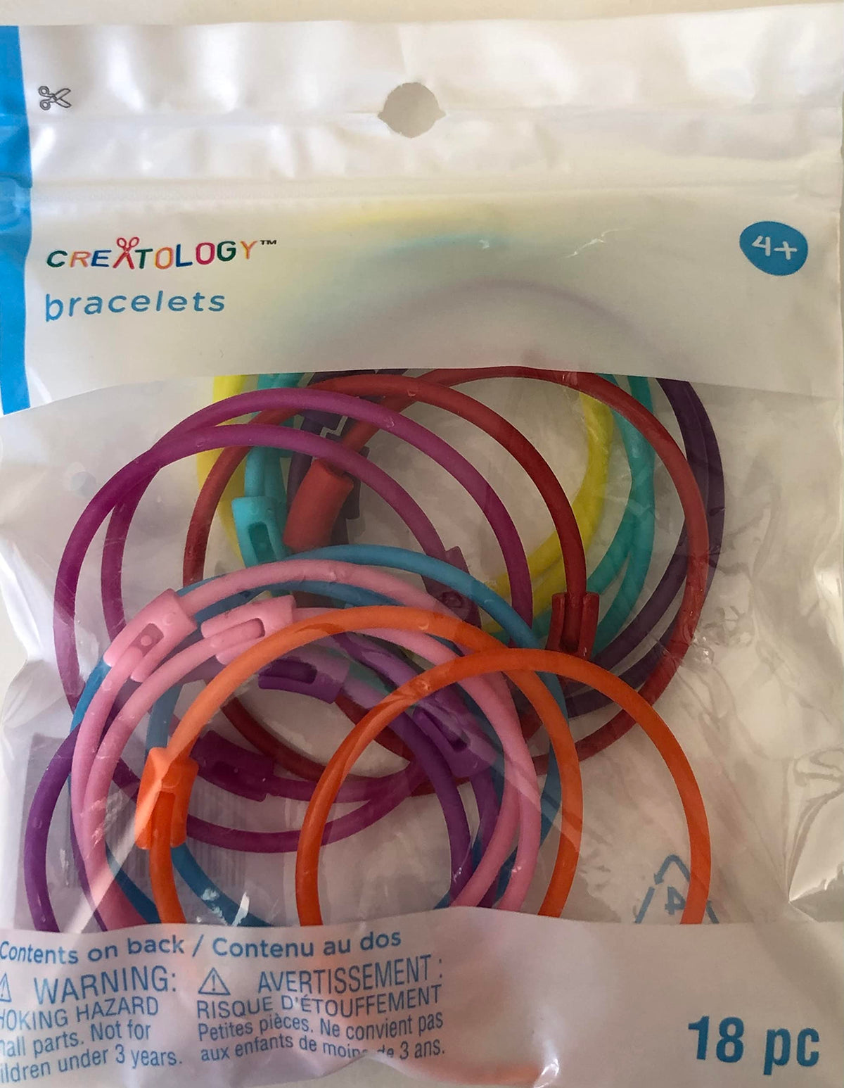 Creatology Plastic Bead Bracelets – 18-Pack, 7-inch Each (17.7 cm)