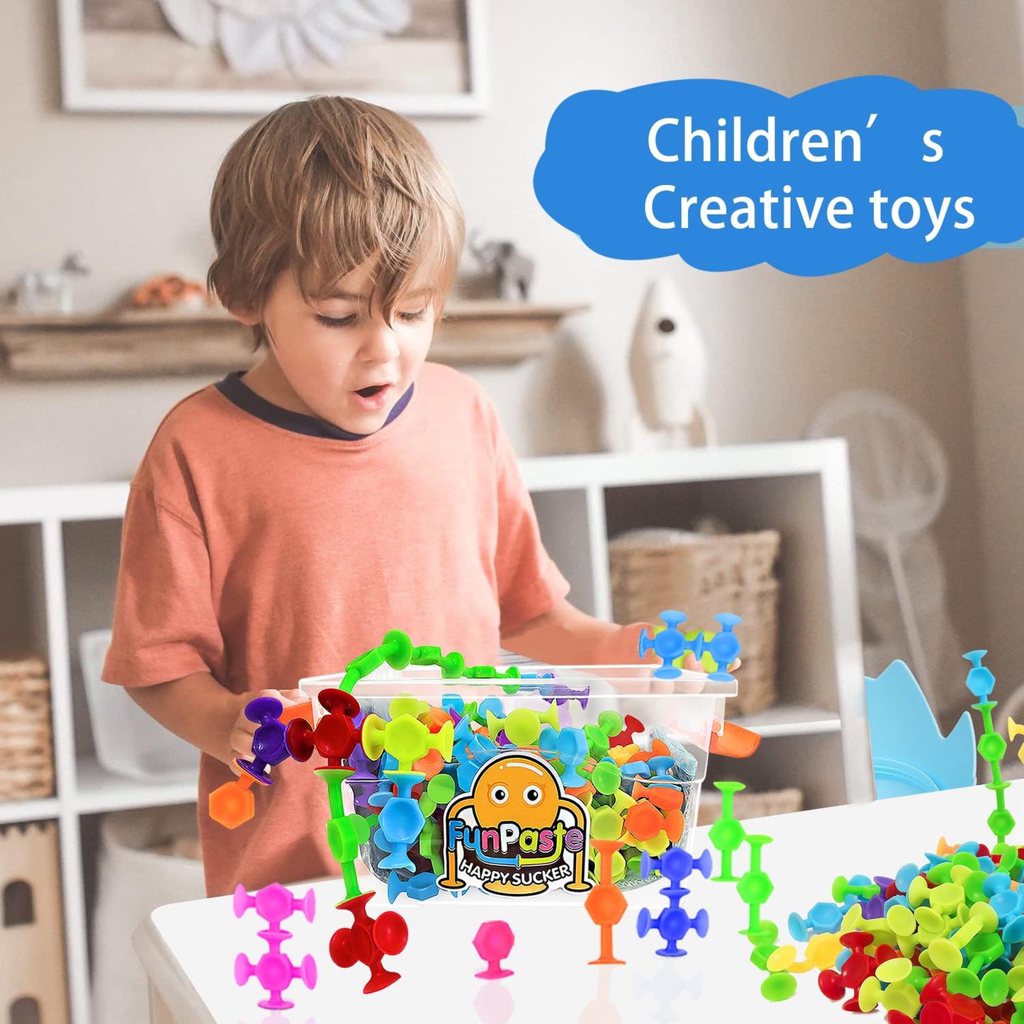 CreateView 165Pcs Suction Cup Bath Toy | Sensory Building Toys for Kids