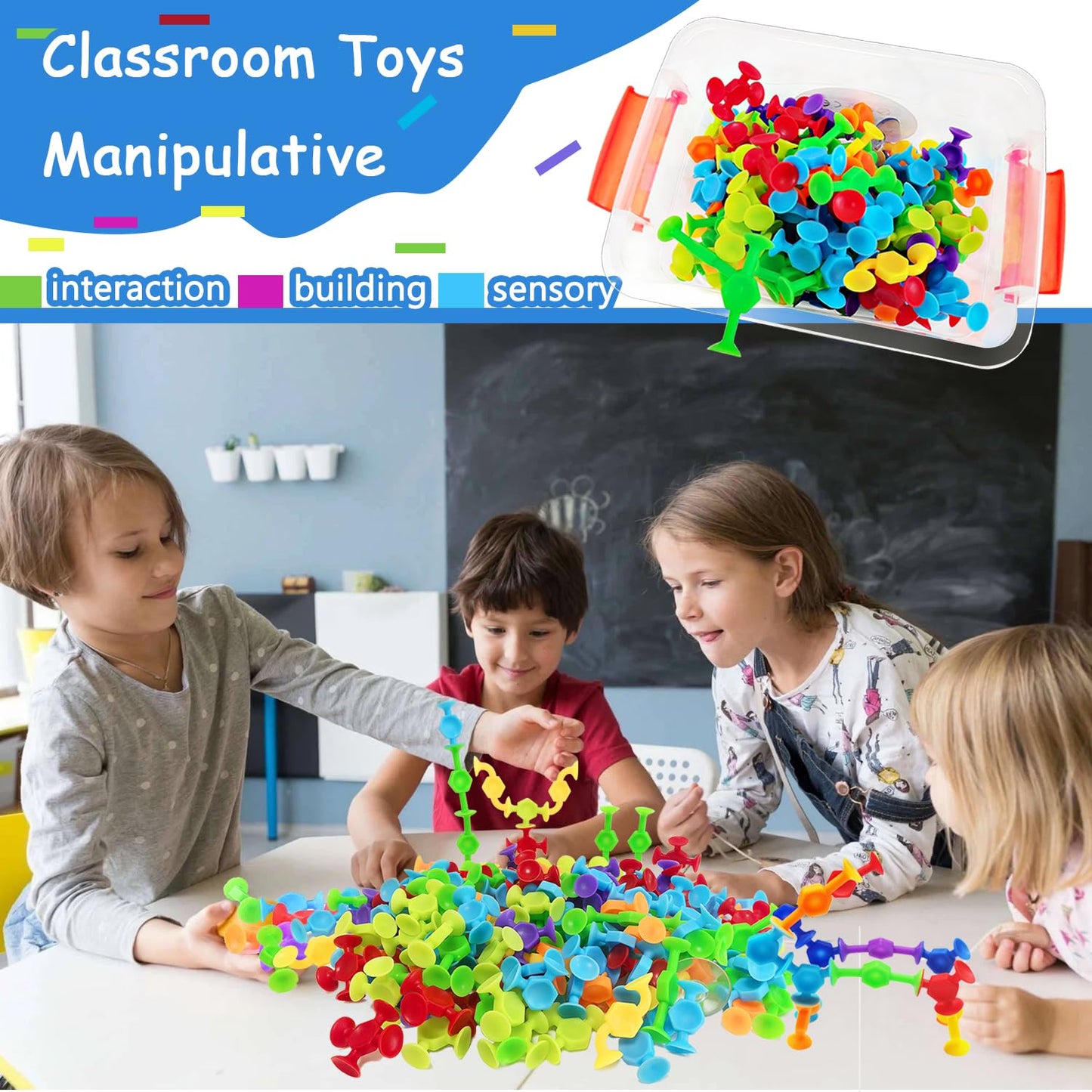 CreateView 165Pcs Suction Cup Bath Toy | Sensory Building Toys for Kids