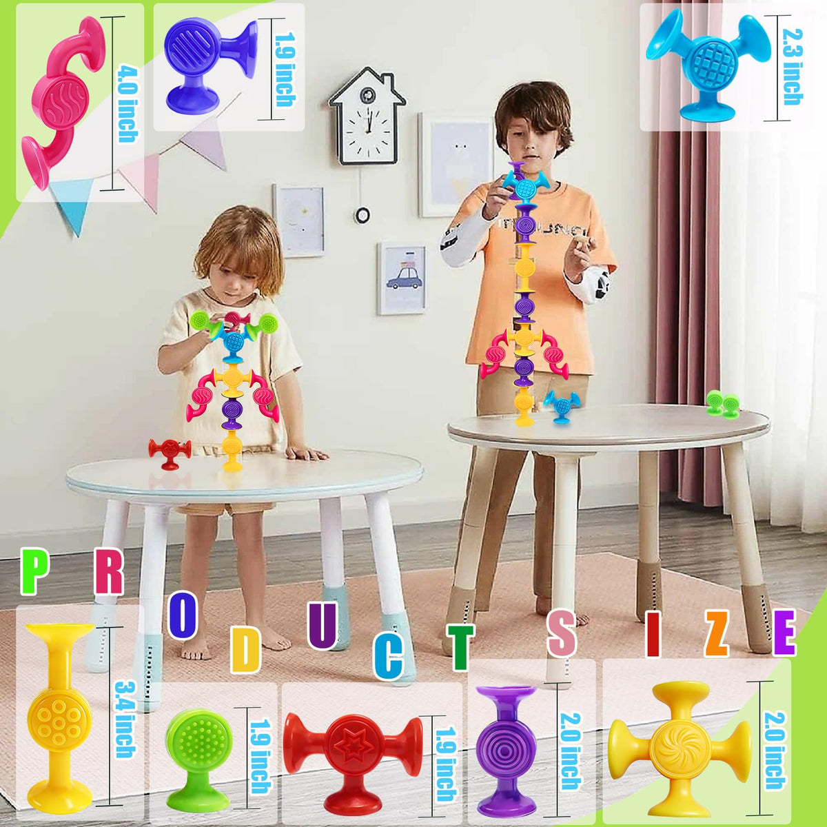 CreateView Toddlers Suction Cup Bath Toys – Sensory Building Set, 12Pcs Montessori Bath Toys for Kids