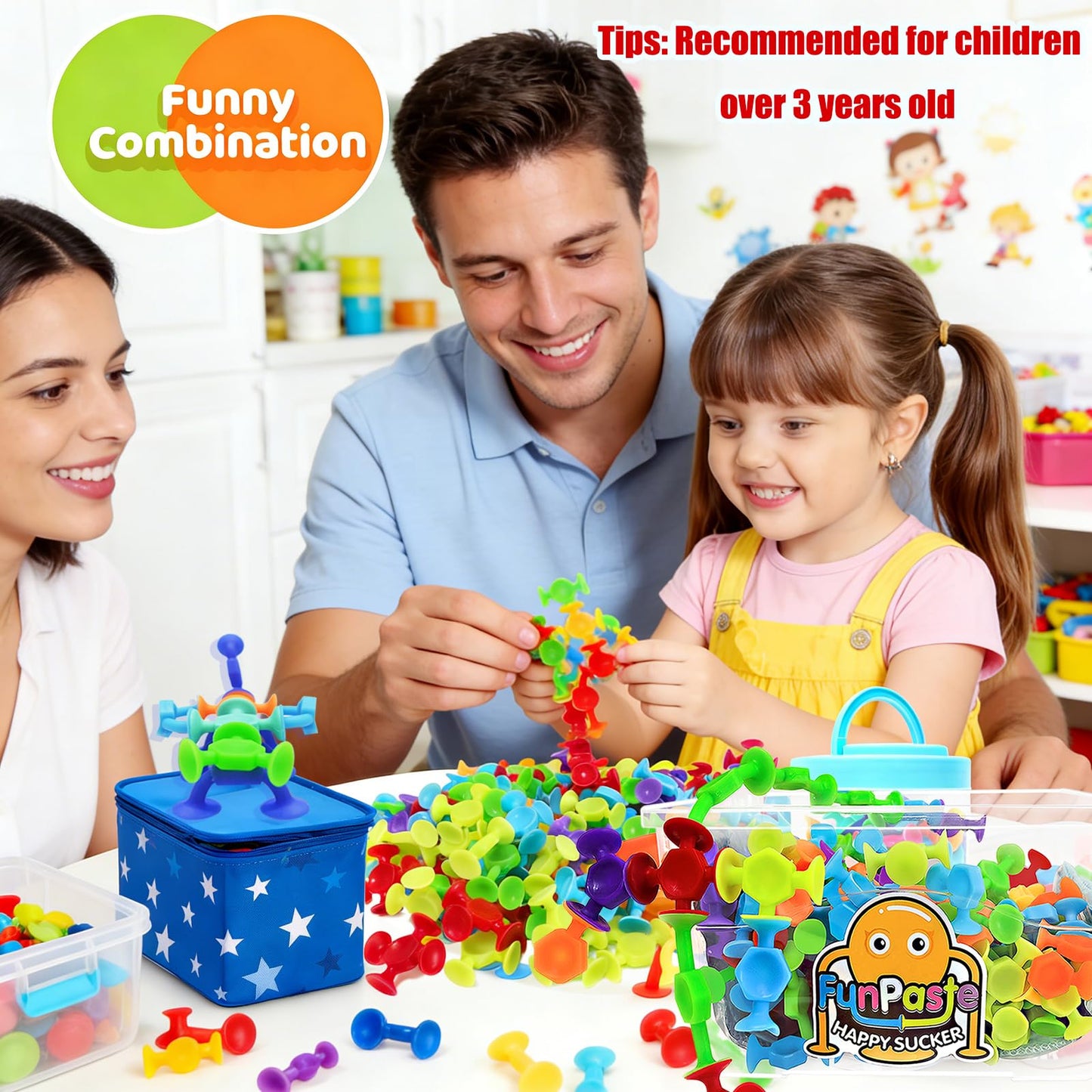 CreateView 165Pcs Suction Cup Bath Toy | Sensory Building Toys for Kids
