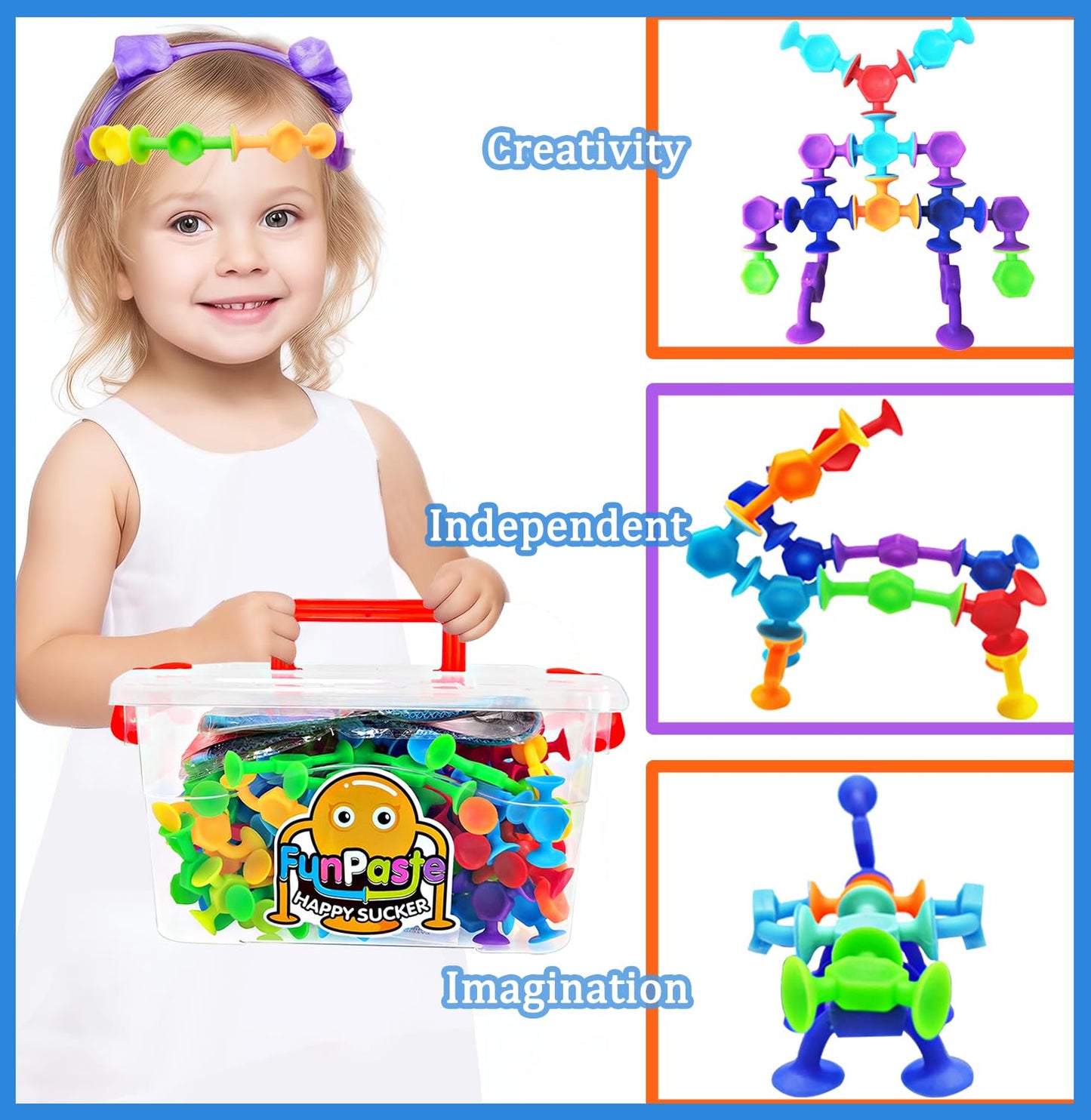 CreateView 165Pcs Suction Cup Bath Toy | Sensory Building Toys for Kids