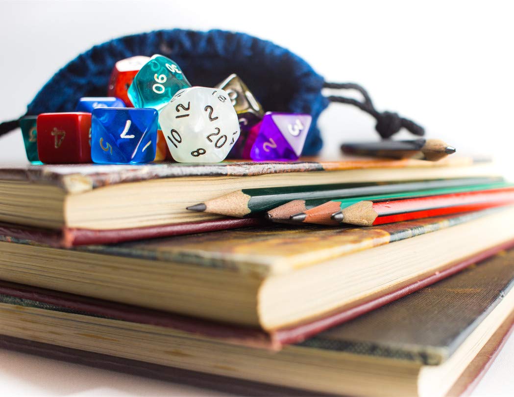 CREEBUY Red & Blue Polyhedral Dice Set – 7-Piece for D&D MTG RPG
