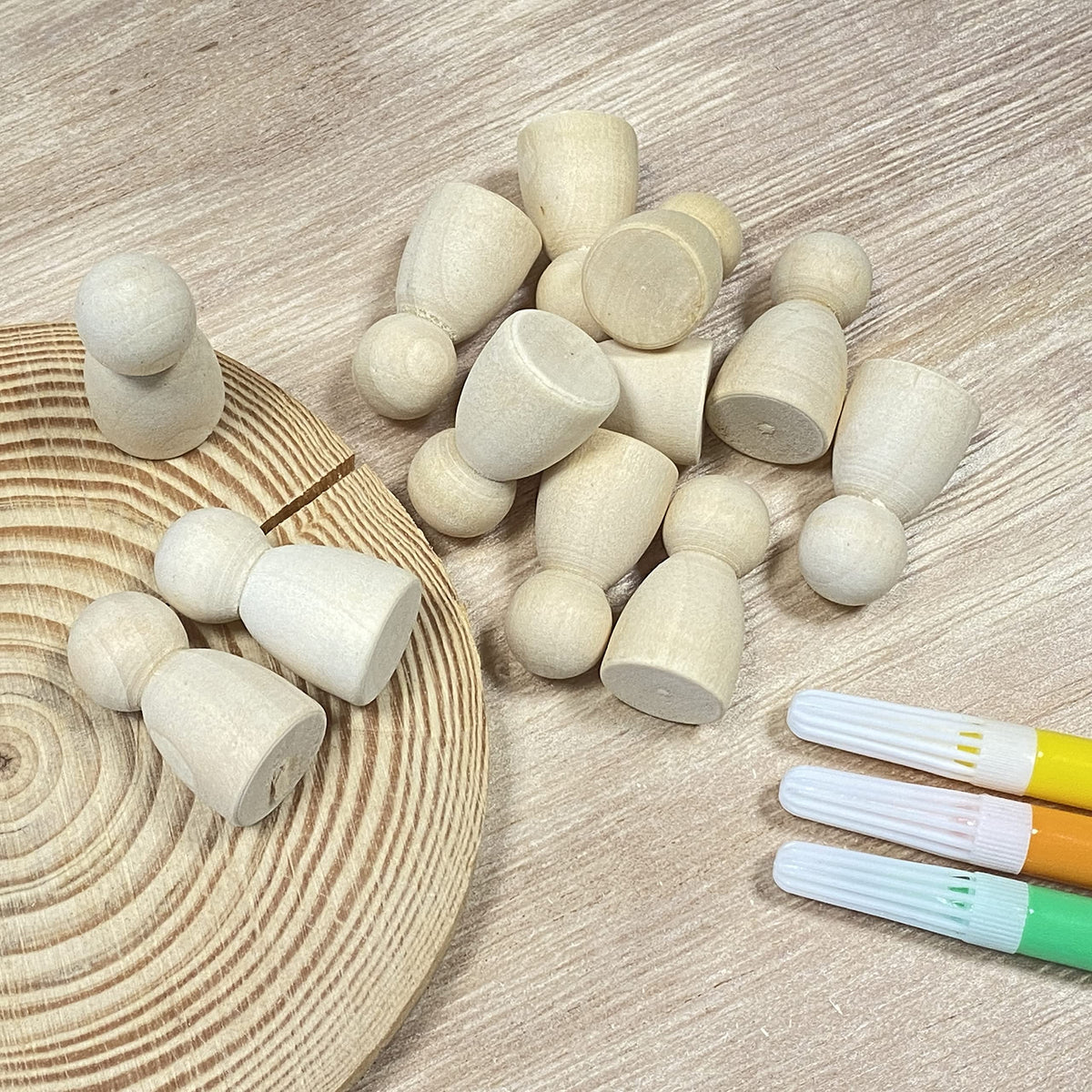 Cregugua 100 Pieces Wood Peg Dolls – Unfinished Birch, 5/8 x 1-1/4 in