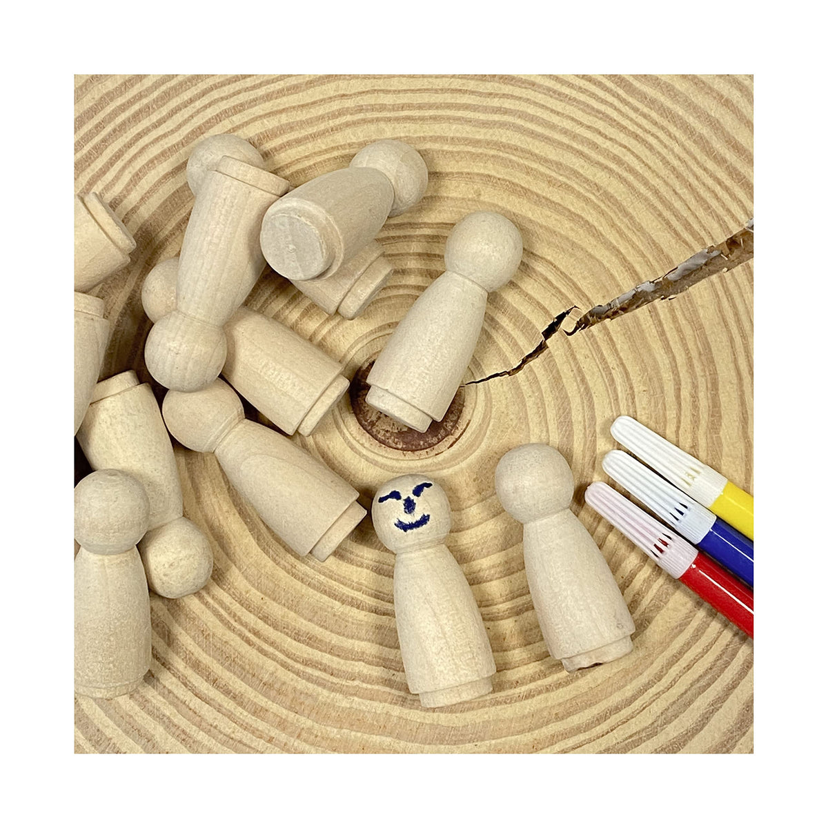 Cregugua 50 Pack Wood Peg Dolls – Unfinished Wooden People, 3/4 x 2 Inch