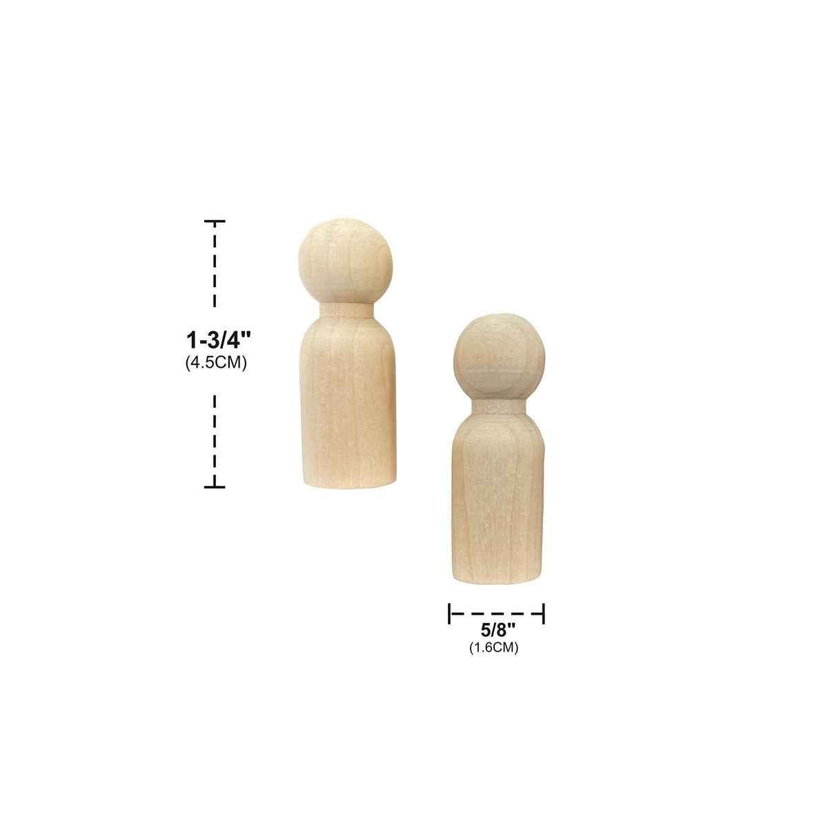 Cregugua 75 Pieces Wood Peg Dolls – Unfinished Birch Craft Figures 5/8 x 1-3/4 in