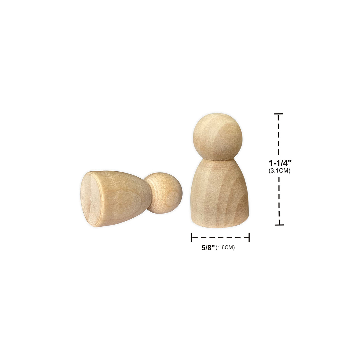 Cregugua 100 Pieces Wood Peg Dolls – Unfinished Birch, 5/8 x 1-1/4 in