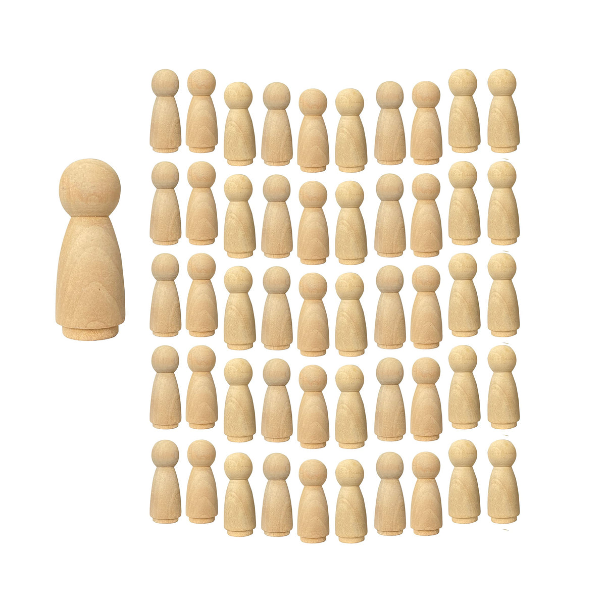 Cregugua 50 Pack Wood Peg Dolls – Unfinished Wooden People, 3/4 x 2 Inch
