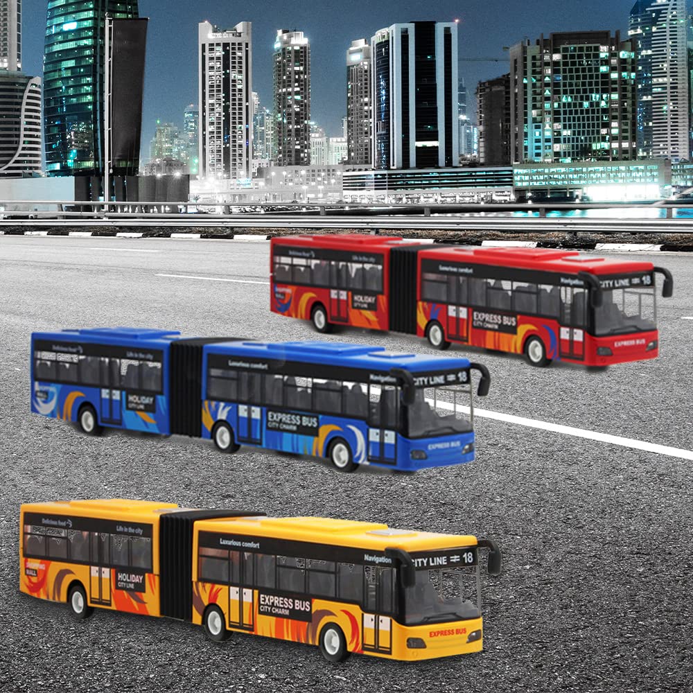 Crelloci City Bus Toy for Kids | Die-Cast Pull-Back Bus with Sounds & Lights | 1:80 Scale