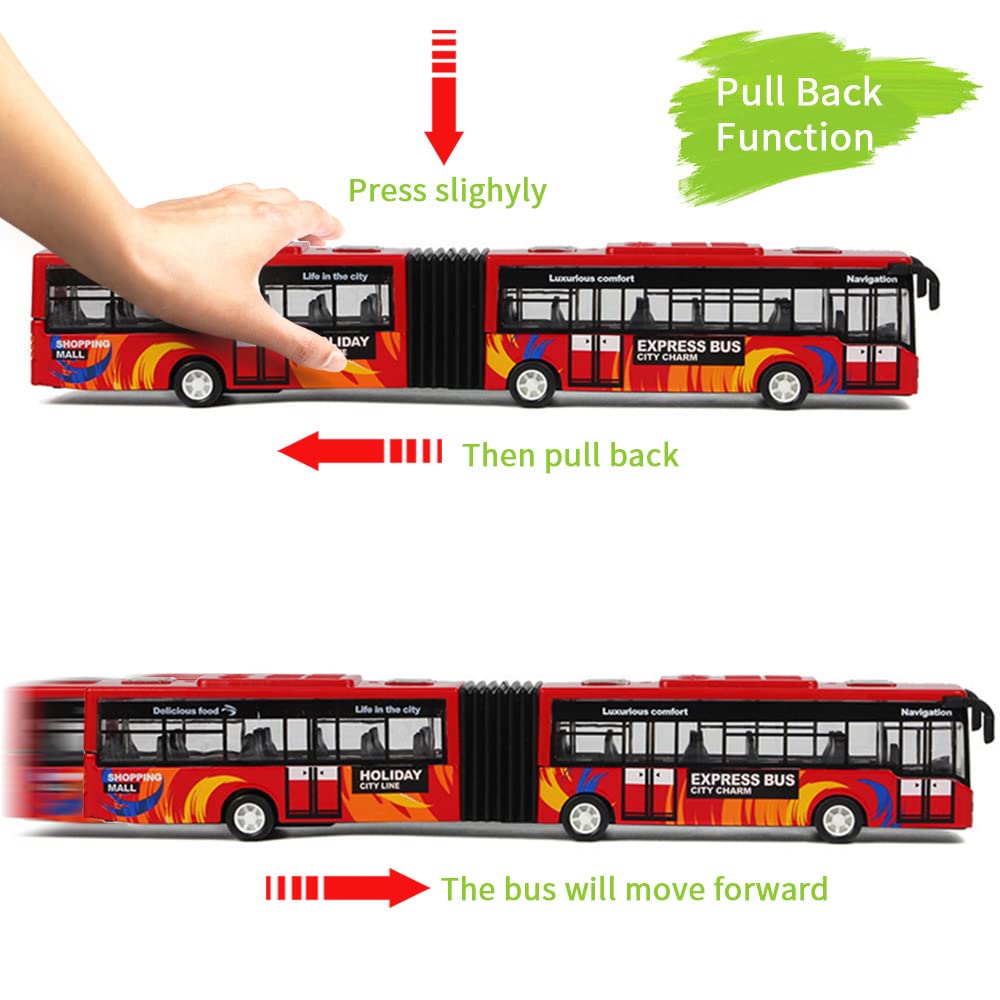Crelloci City Bus Toy for Kids | Die-Cast Pull-Back Bus with Sounds & Lights | 1:80 Scale