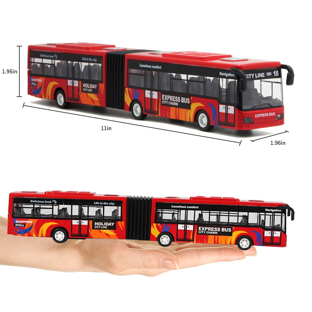 Crelloci City Bus Toy for Kids | Die-Cast Pull-Back Bus with Sounds & Lights | 1:80 Scale
