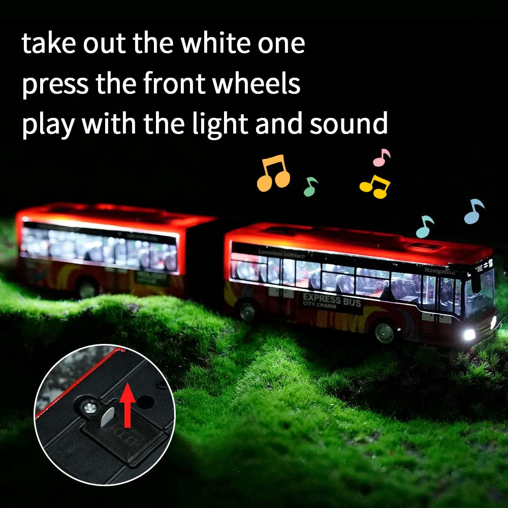 Crelloci City Bus Toy for Kids | Die-Cast Pull-Back Bus with Sounds & Lights | 1:80 Scale