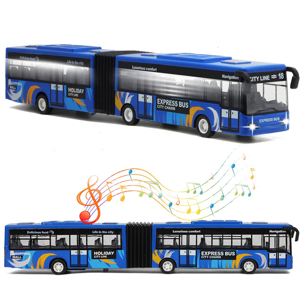 Crelloci City Bus Toy – Die-Cast Pull-Back Bus with Lights & Sounds | 1:80 Scale