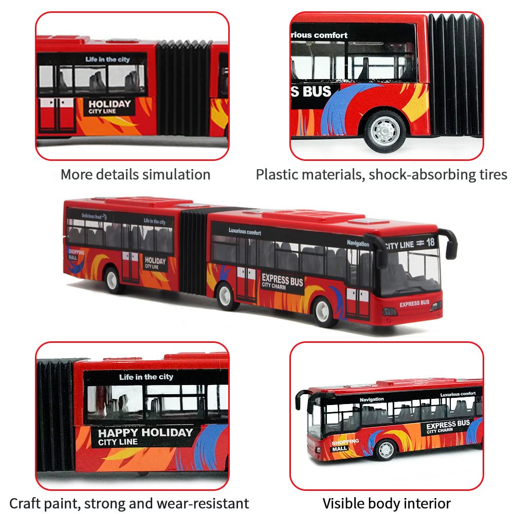 Crelloci City Bus Toy for Kids | Die-Cast Pull-Back Bus with Sounds & Lights | 1:80 Scale