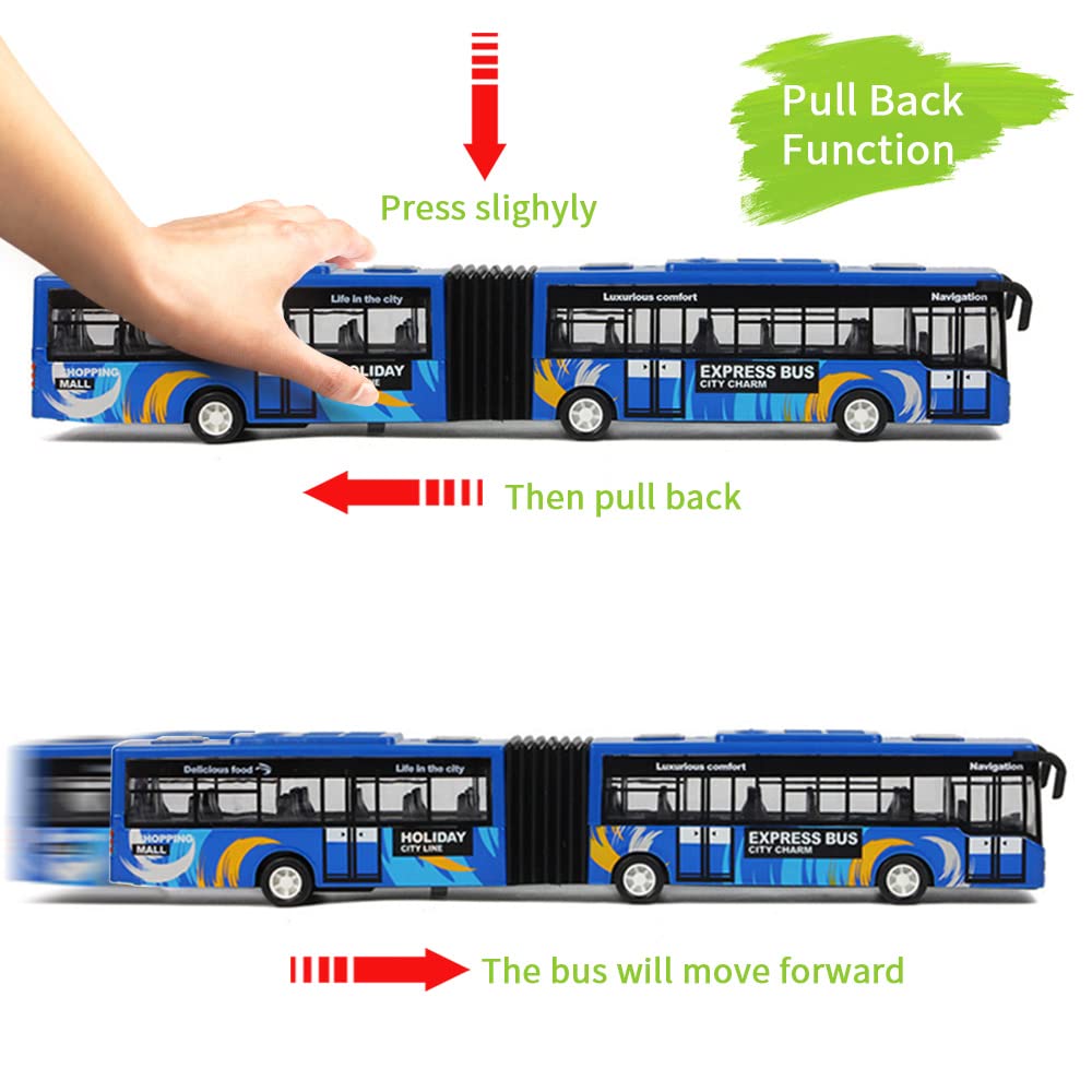 Crelloci City Bus Toy – Die-Cast Pull-Back Bus with Lights & Sounds | 1:80 Scale