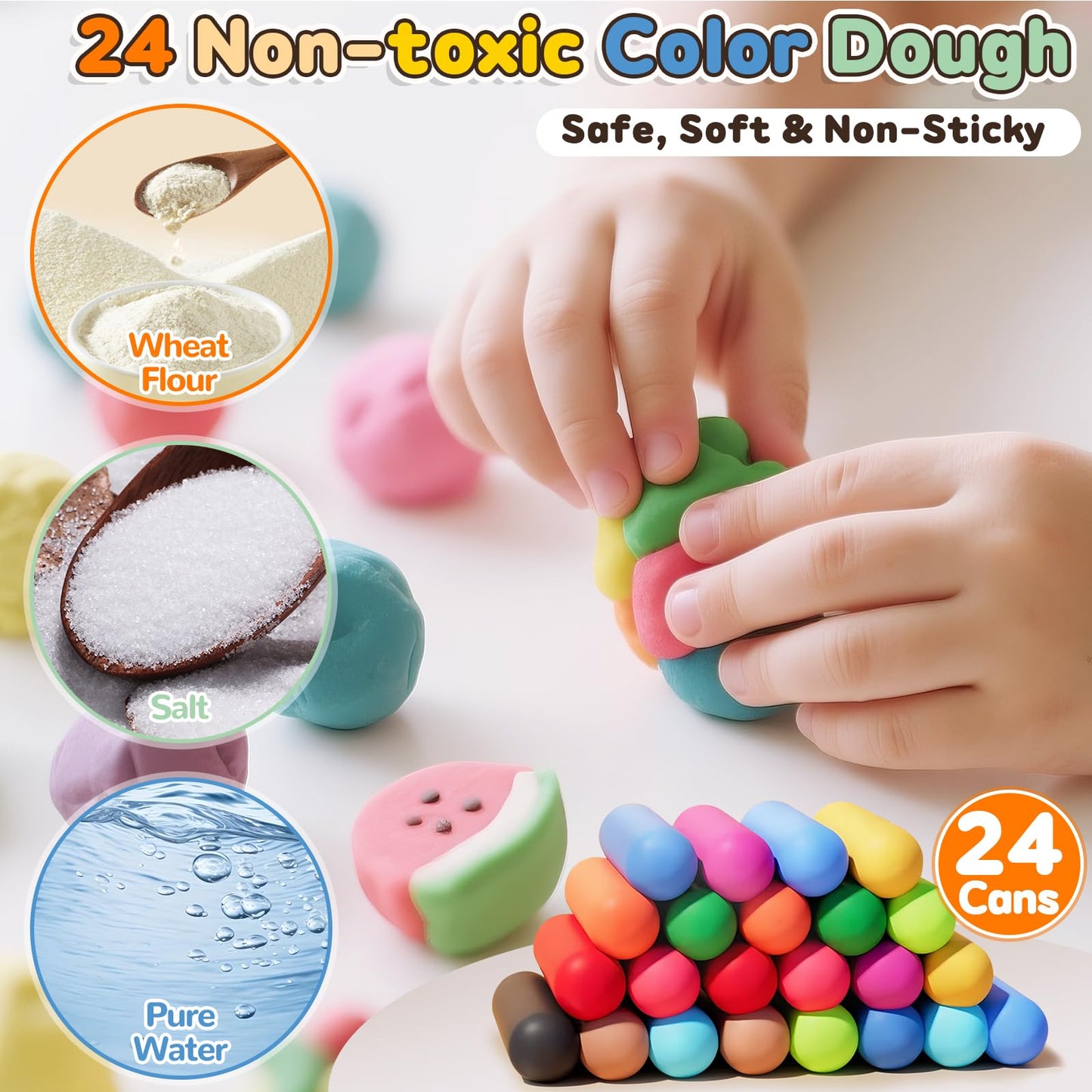 Crelloci 4 in 1 Color Dough Set – Noodle, Cake, Hamburger & Ice Cream Makers for Kids 3+