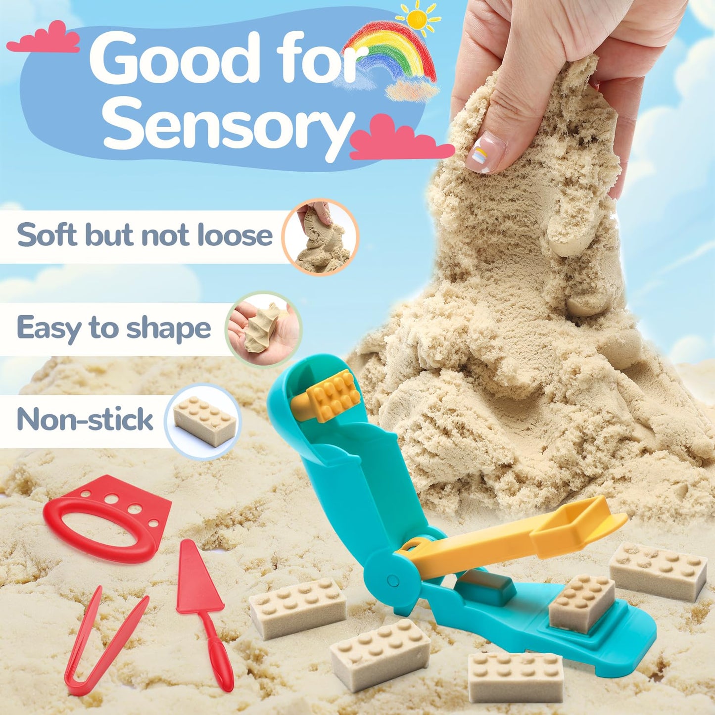 Crelloci House Building Play Sand Toy — Magnetic Sand Set with Tools & Dog Slide for Ages 3-8