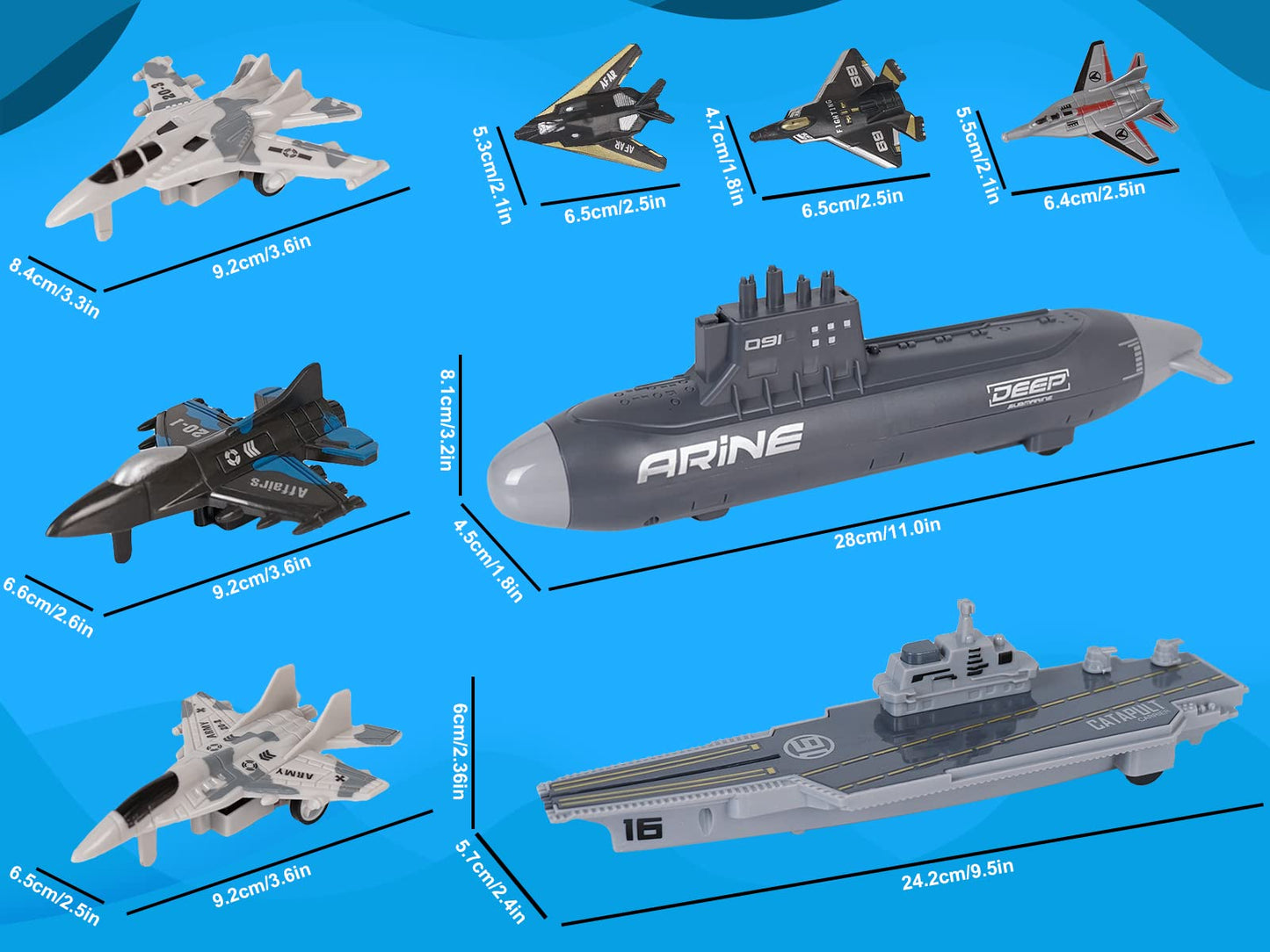 Crelloci Aircraft Carrier Toy Set — Military Naval Playset with Fighters, Submarine & Torpedoes (Age 5+)