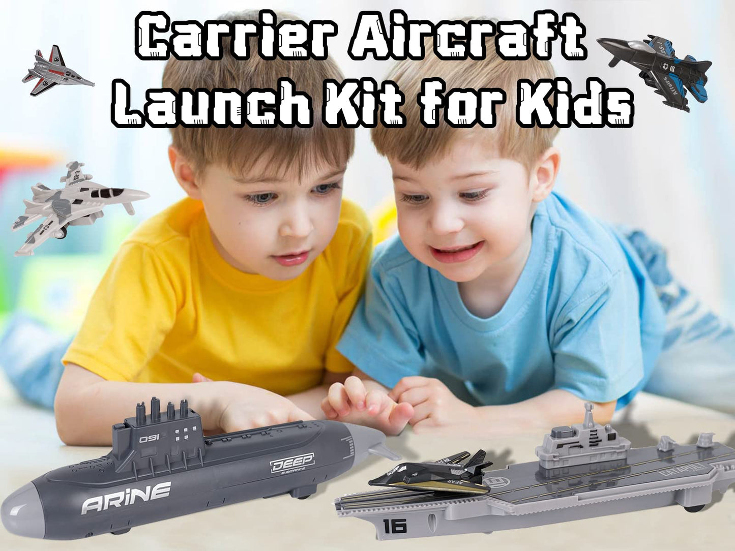 Crelloci Aircraft Carrier Toy Set — Military Naval Playset with Fighters, Submarine & Torpedoes (Age 5+)