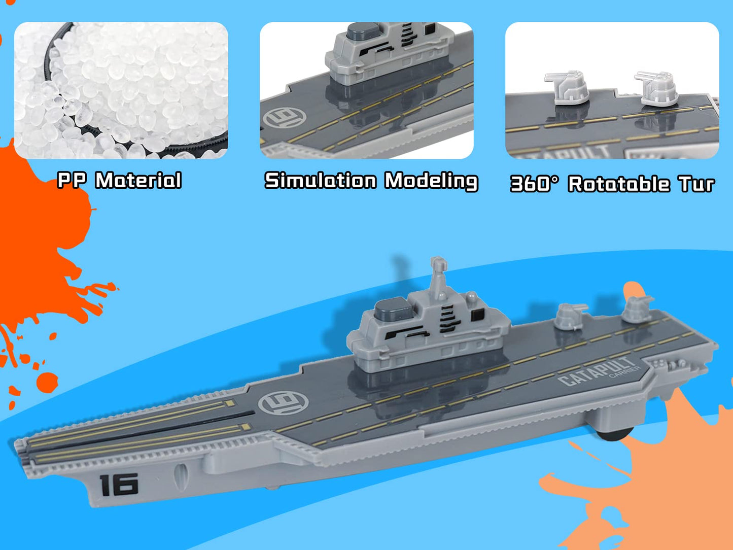 Crelloci Aircraft Carrier Toy Set — Military Naval Playset with Fighters, Submarine & Torpedoes (Age 5+)