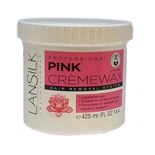 Lansilk Pink Creme Wax | Gentle, Smooth Hair Removal for Sensitive Skin | Professional & Home Use | 425ml / 14.37 oz