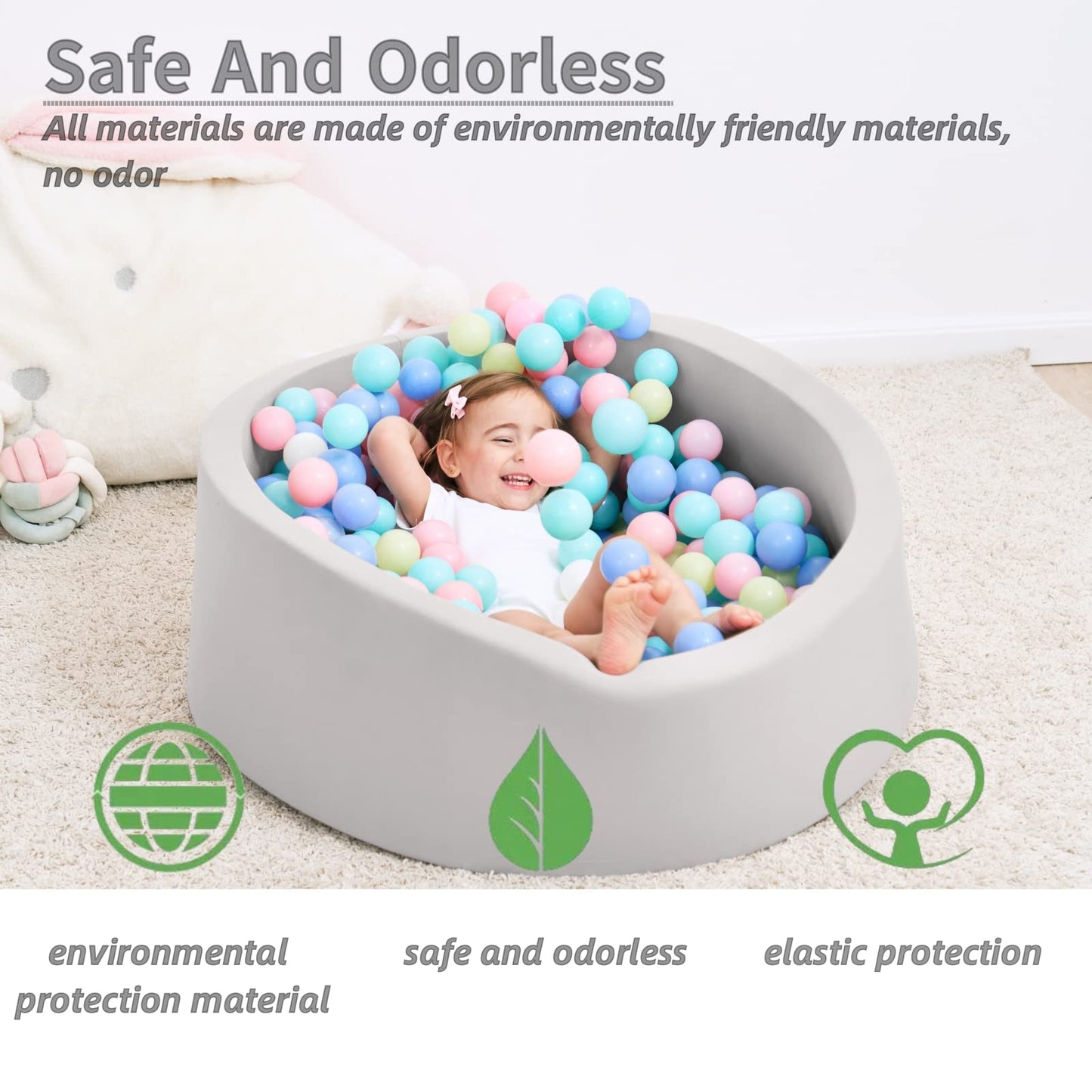 Crenailro Foam Ball Pit for Toddlers – 35-Inch Soft Playpen for Safe Indoor Fun