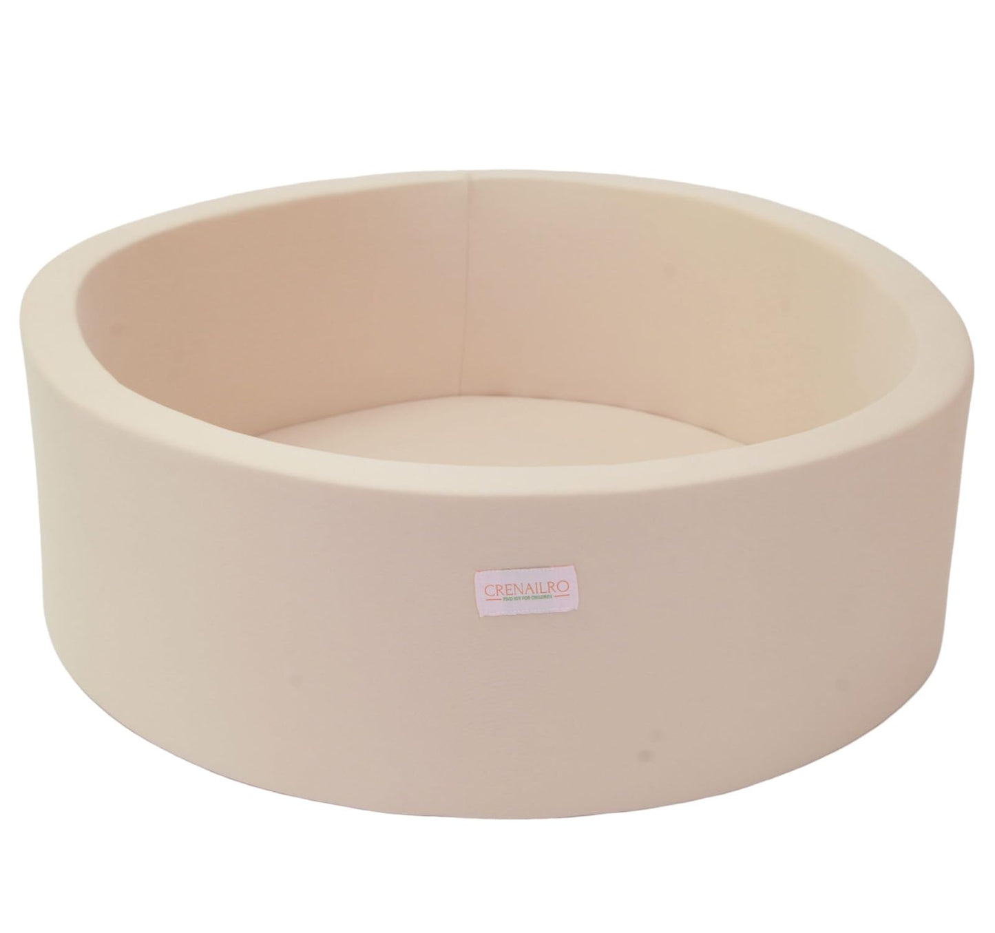 Crenailro Beige Foam Ball Pit for Toddlers — Soft, Durable 35-Inch Playpen (Balls Not Included)