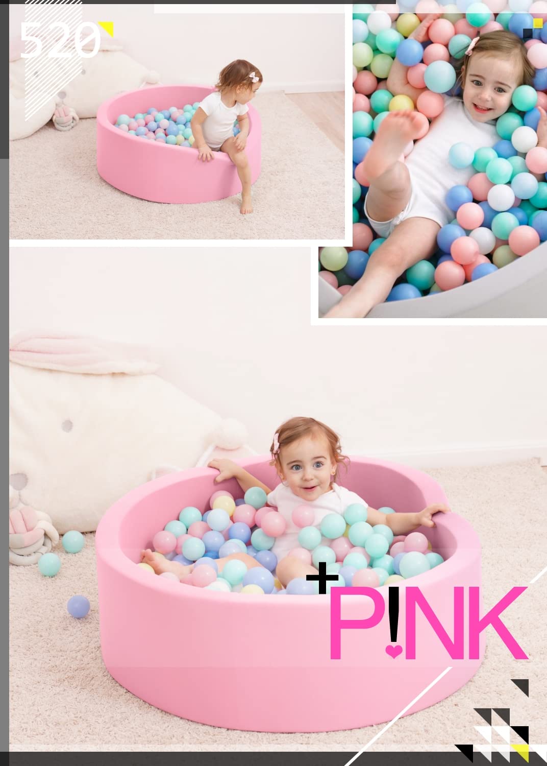 Crenailro Foam Ball Pit for Toddlers — 35 Inch Indoor Play Pool (Balls Not Included)