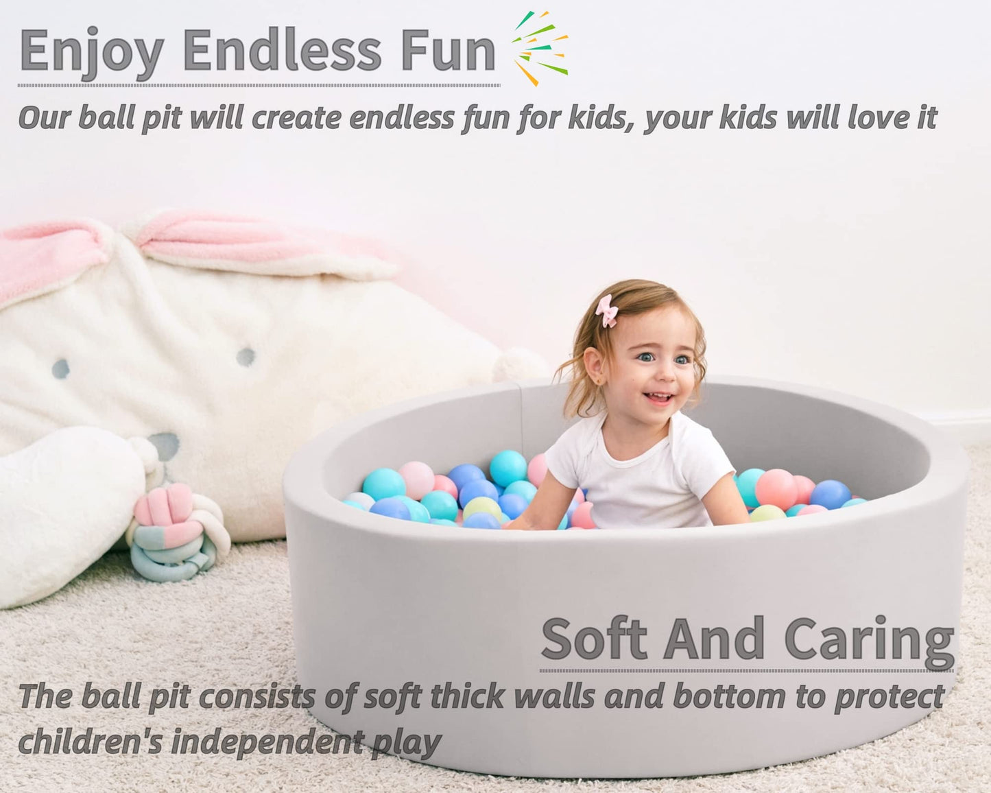 Crenailro Foam Ball Pit for Toddlers – 35-Inch Soft Playpen for Safe Indoor Fun