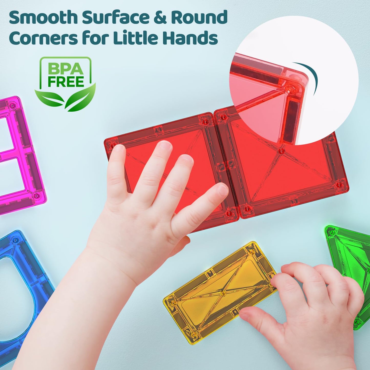 Crenova Mini Magnetic Tiles – Travel-Ready 20-Piece STEM Building Set for Kids 3+