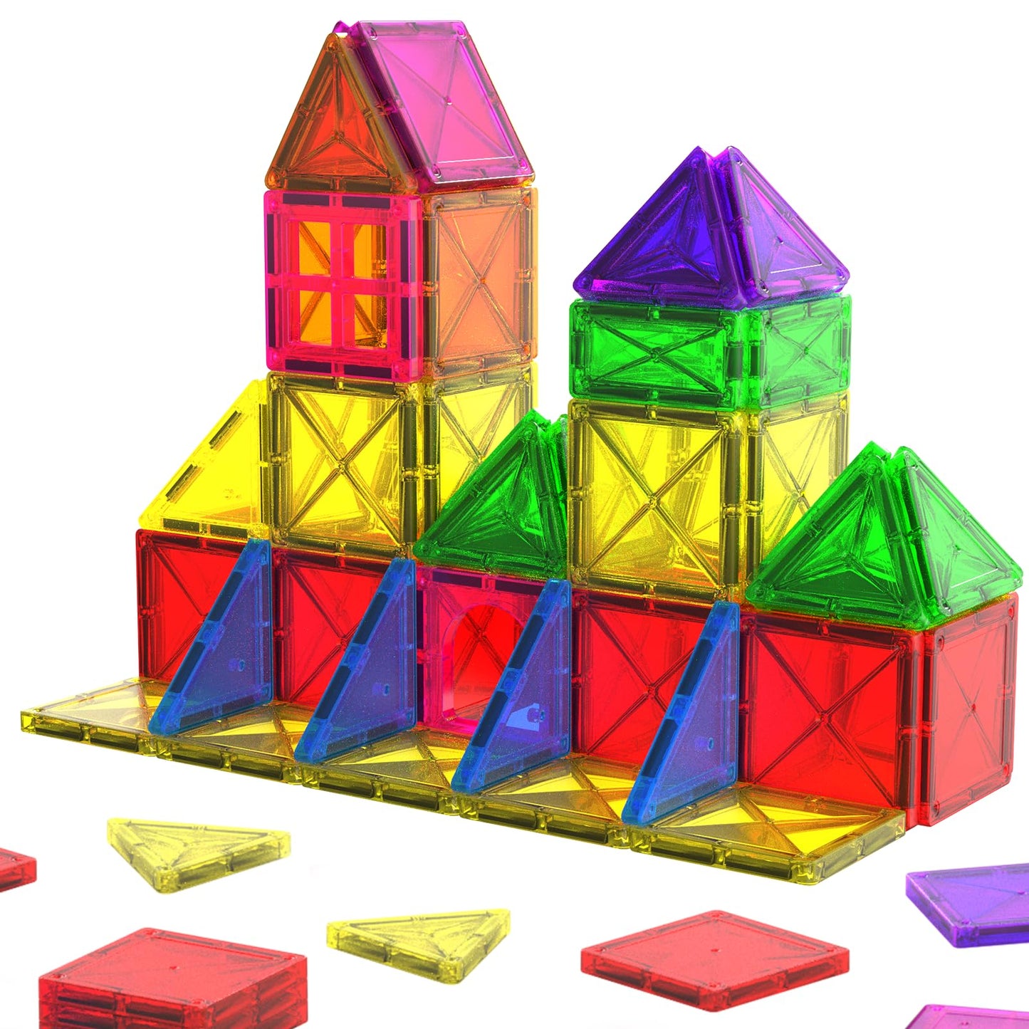 Crenova Mini Magnetic Tiles – Travel-Ready 20-Piece STEM Building Set for Kids 3+