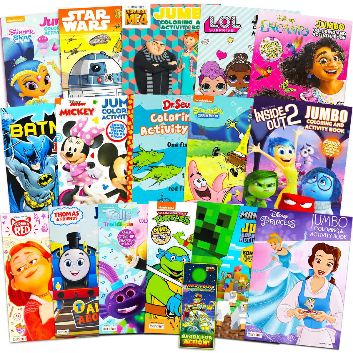 Crenstone Bulk Coloring Books – 16 Unique Kids’ Coloring & Activity Books (Ages 4–8)