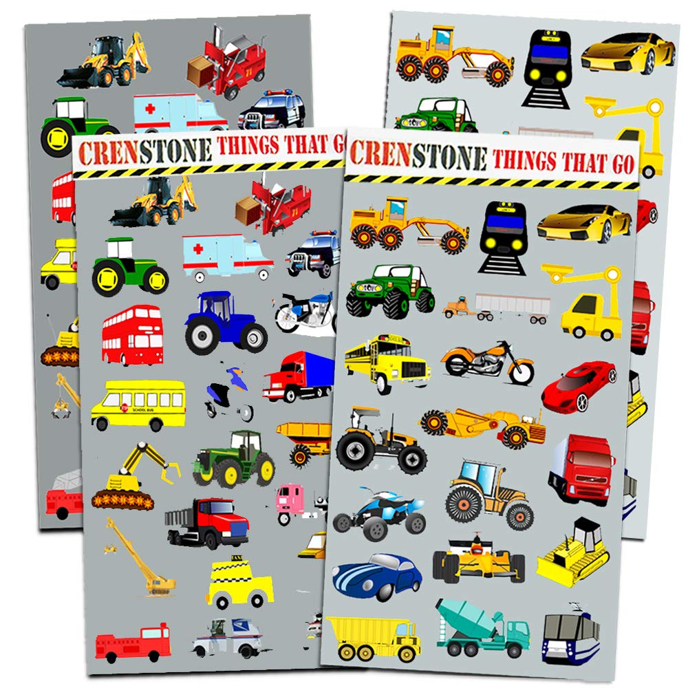 Crenstone Cars and Trucks Sticker Pack for Toddlers – 160+ Colorful Vehicle Stickers