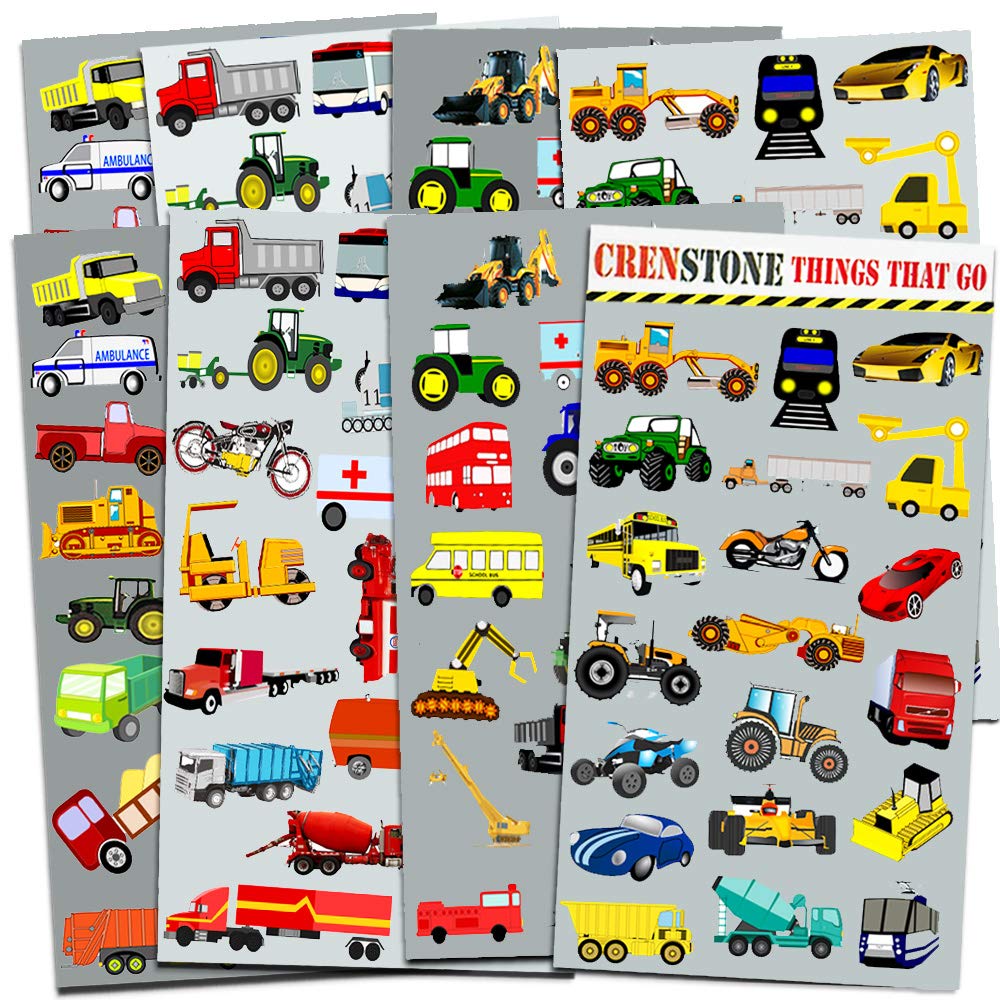 Crenstone Cars and Trucks Sticker Pack for Toddlers – 160+ Colorful Vehicle Stickers