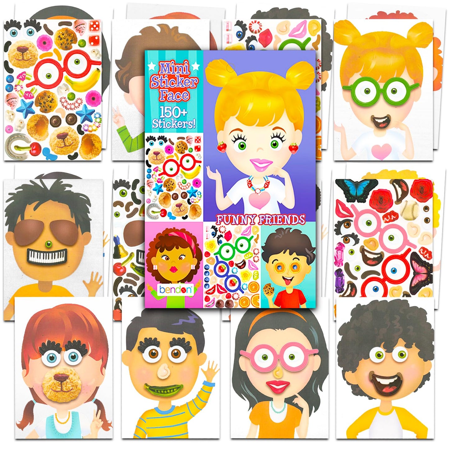 Crenstone Make-a-Face Sticker Sheets — 24 Pcs, 150+ Reusable Stickers (5x7)