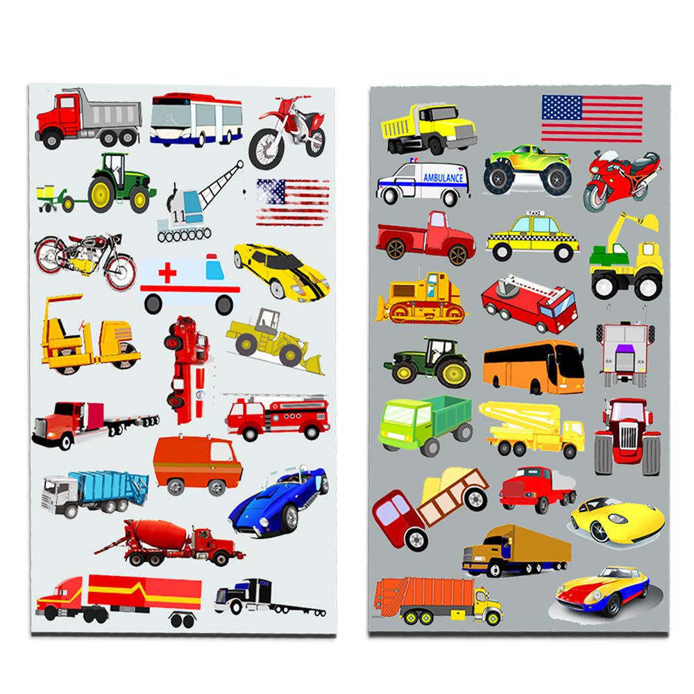 Crenstone Cars and Trucks Sticker Pack for Toddlers – 160+ Colorful Vehicle Stickers