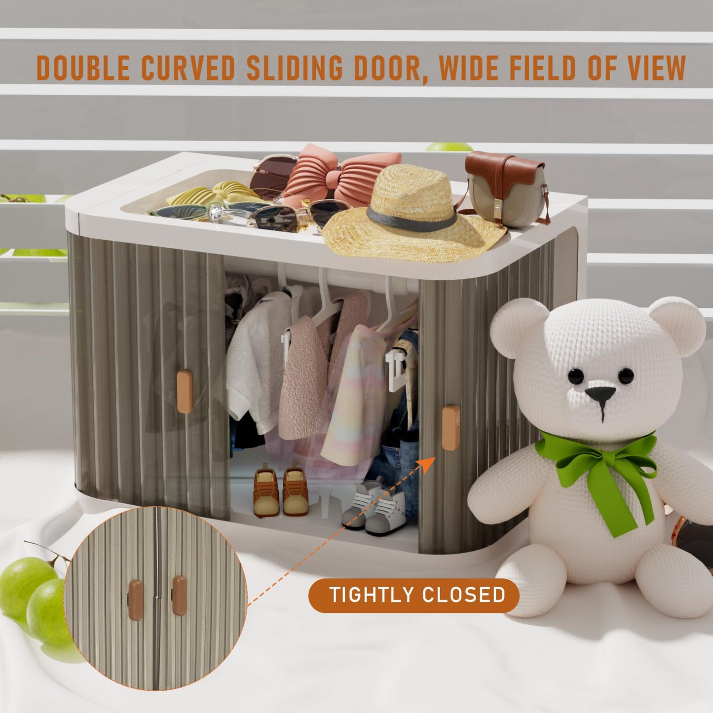 Creproly Doll Wardrobe Storage Box – Foldable Closet with 10 Hangers for 15/17 cm Dolls