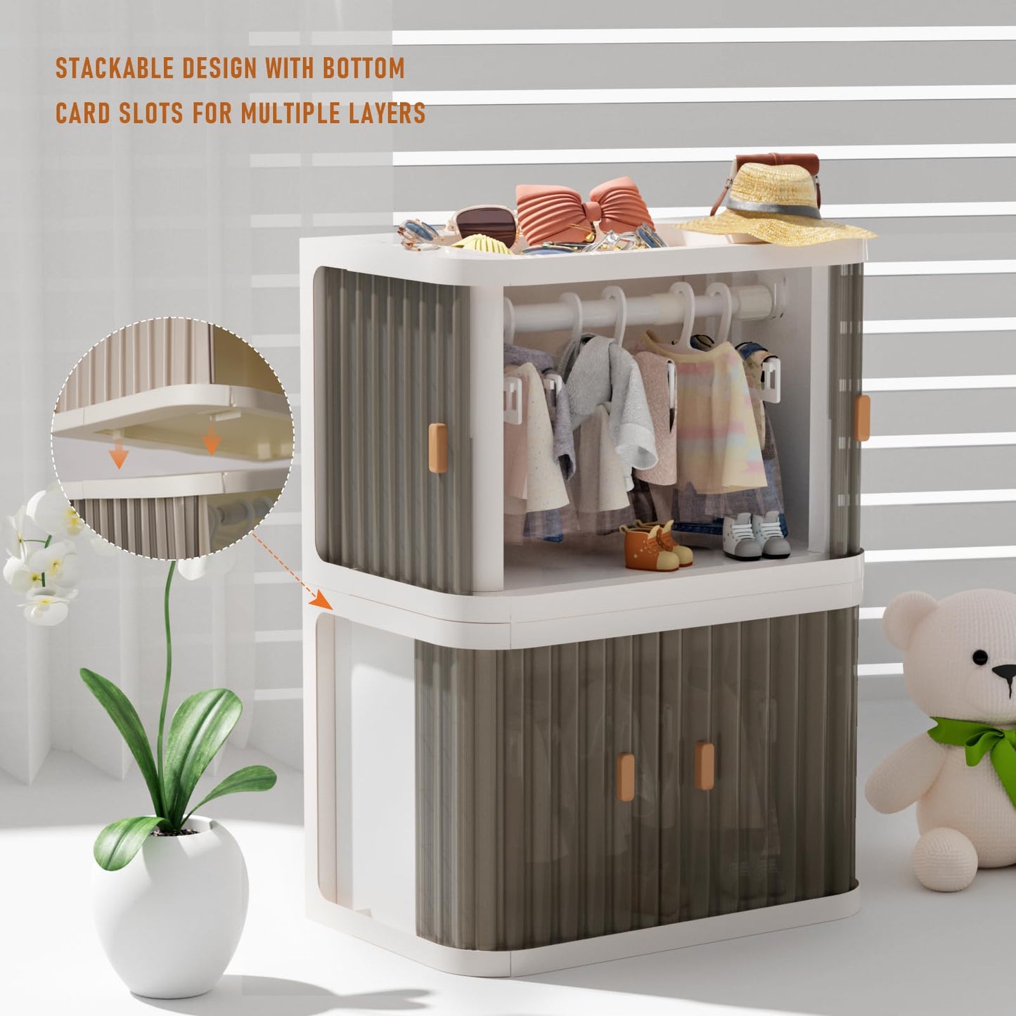 Creproly Doll Wardrobe Storage Box – Foldable Closet with 10 Hangers for 15/17 cm Dolls