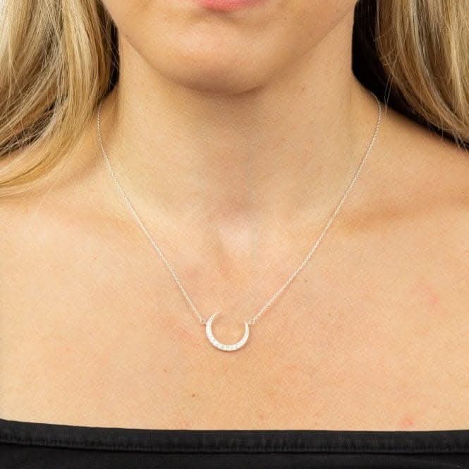 Crescent Moon Necklace with Zirconia N4424C
