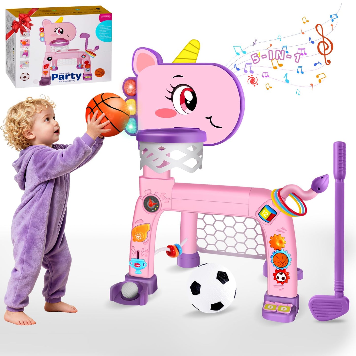 Cretargio Unicorn 5-in-1 Toddler Sports Center – 1-3 Year Old Toy