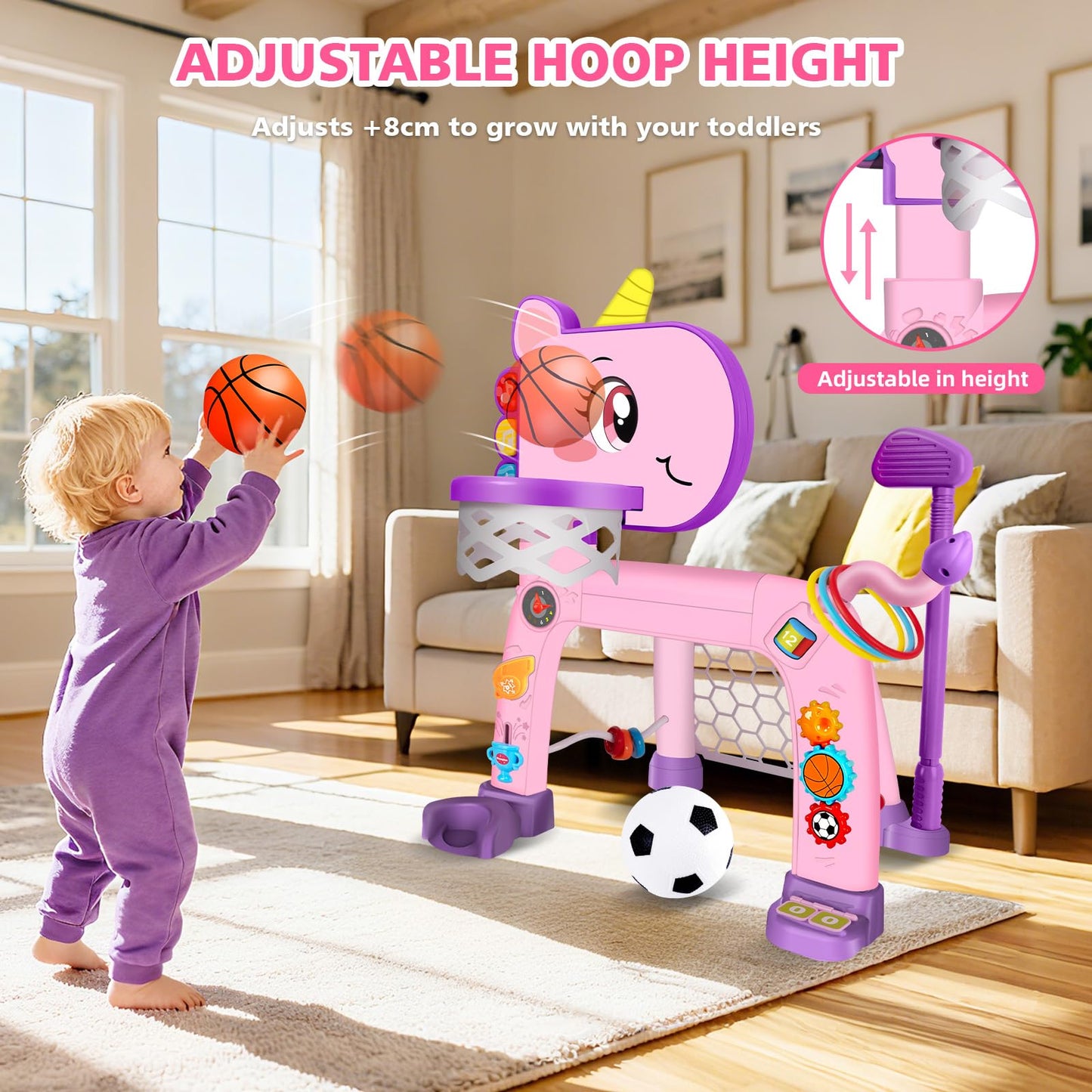 Cretargio Unicorn 5-in-1 Toddler Sports Center – 1-3 Year Old Toy