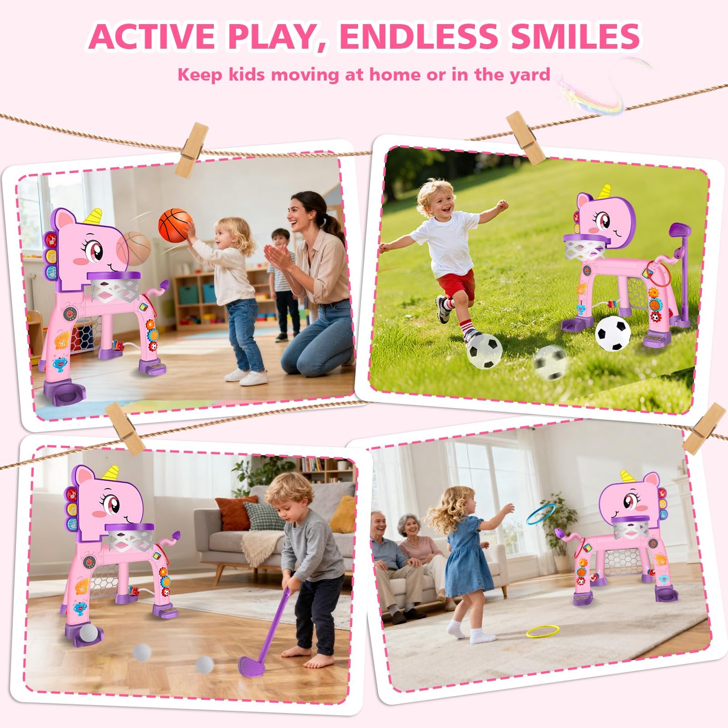 Cretargio Unicorn 5-in-1 Toddler Sports Center – 1-3 Year Old Toy